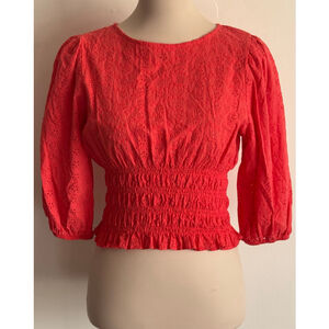 Women's So Coral Eyelet Crop Top L